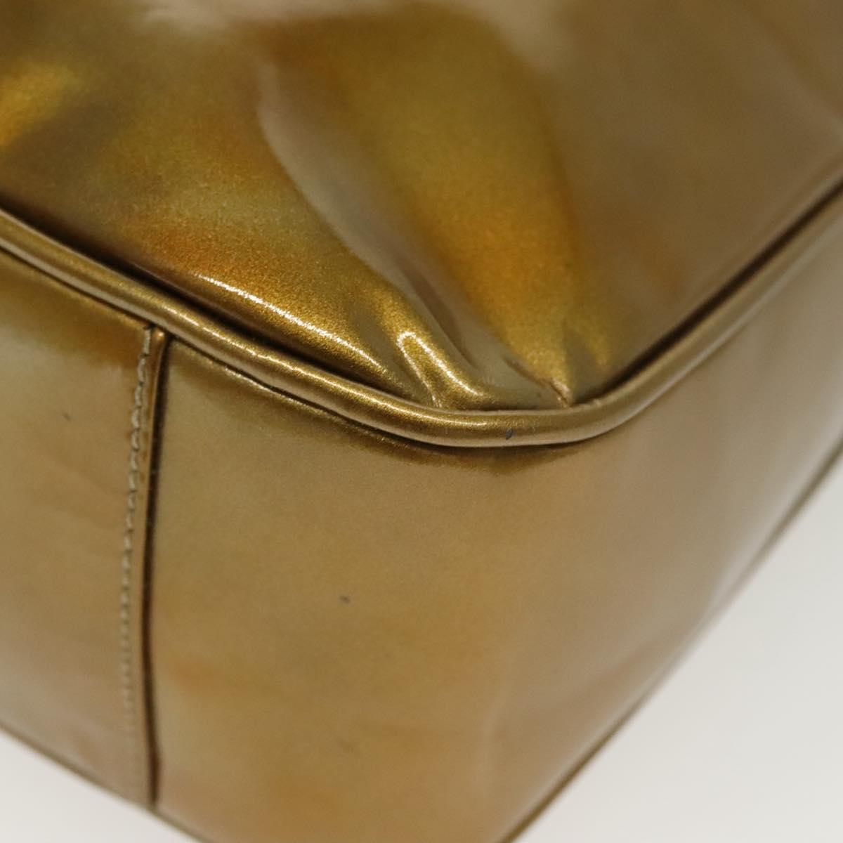 GUCCI Bamboo Hand Bag Patent leather 2way Beige Gold 001 1014 1638 0 Auth BA4761