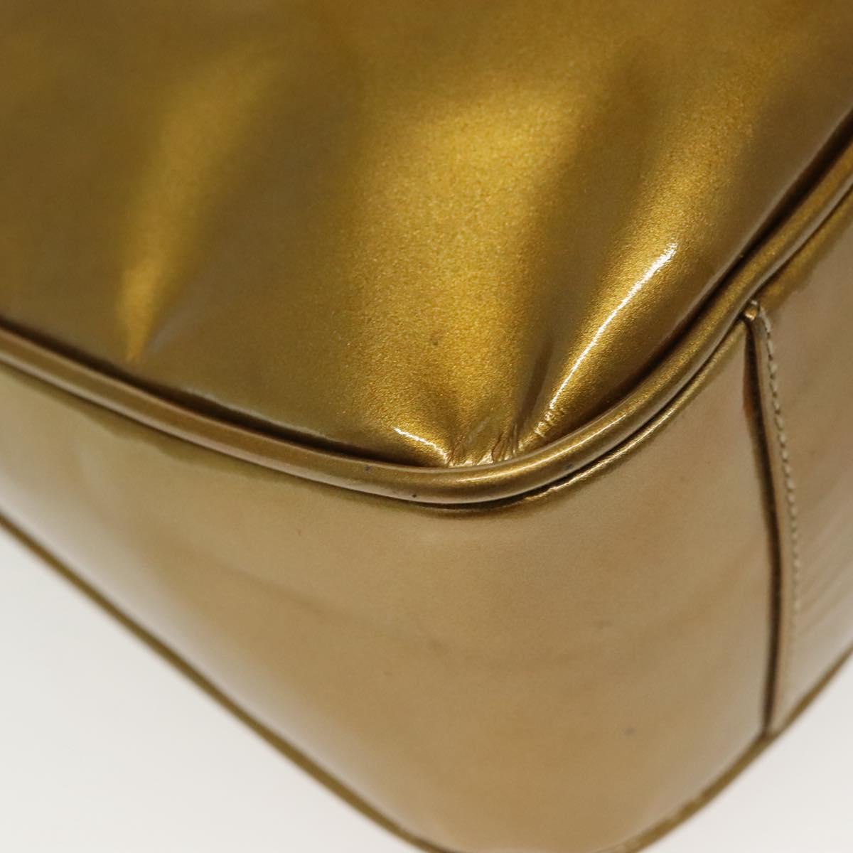GUCCI Bamboo Hand Bag Patent leather 2way Beige Gold 001 1014 1638 0 Auth BA4761