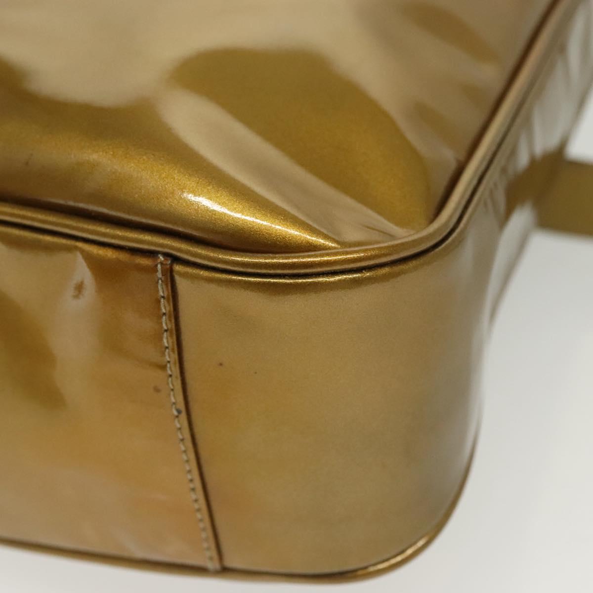 GUCCI Bamboo Hand Bag Patent leather 2way Beige Gold 001 1014 1638 0 Auth BA4761