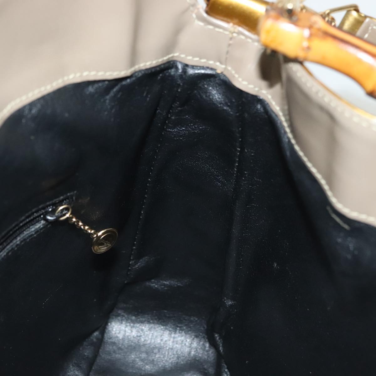 GUCCI Bamboo Hand Bag Patent leather 2way Beige Gold 001 1014 1638 0 Auth BA4761