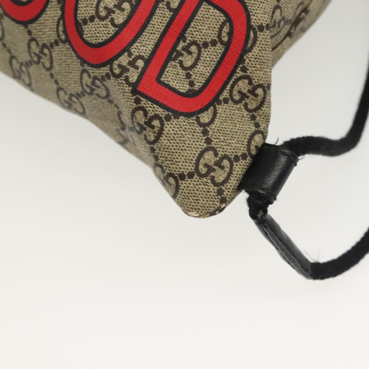GUCCI GG Supreme Drawstring Backpack PVC Beige 473872 Auth BA4762