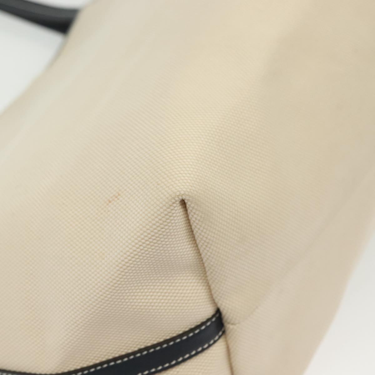 Salvatore Ferragamo Vala Vala Tote Bag Canvas Beige Navy Silver Auth BA4763