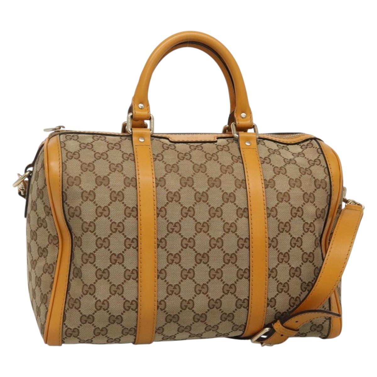 GUCCI GG Canvas Hand Bag 2way Beige Gold 247205 Auth BA4771