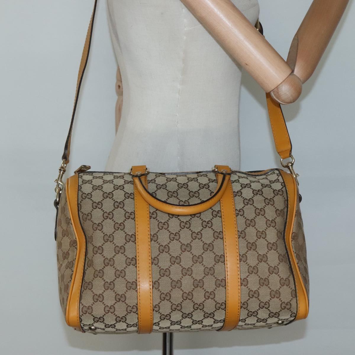 GUCCI GG Canvas Hand Bag 2way Beige Gold 247205 Auth BA4771