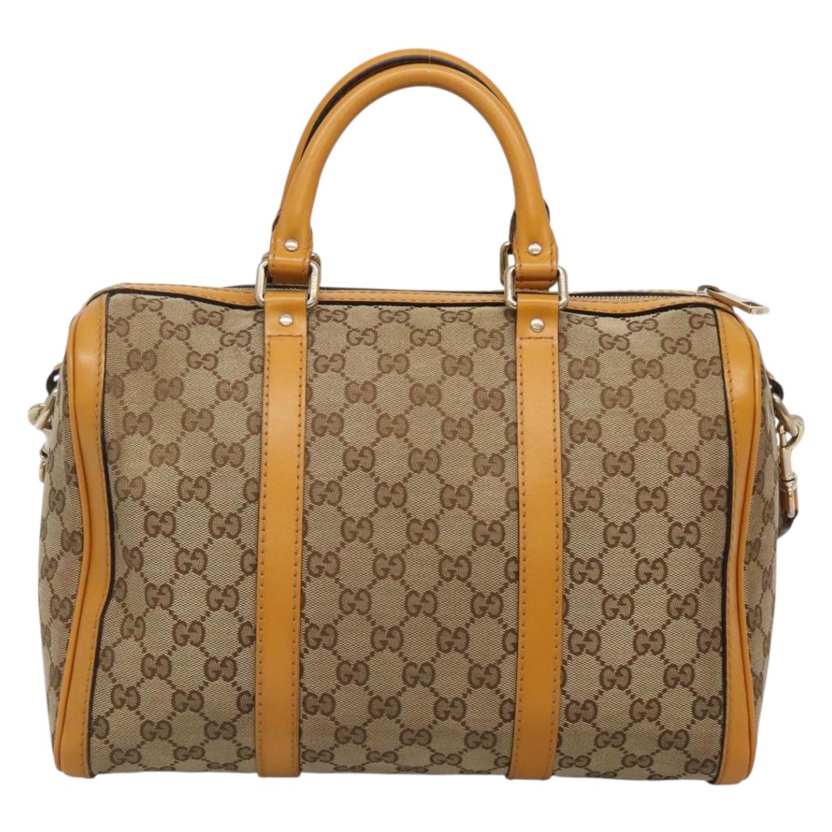 GUCCI GG Canvas Hand Bag 2way Beige Gold 247205 Auth BA4771