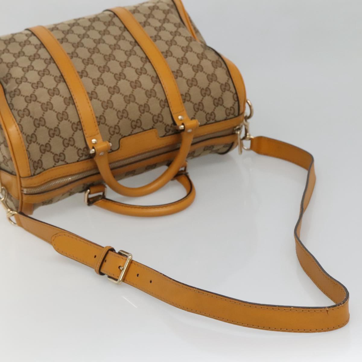 GUCCI GG Canvas Hand Bag 2way Beige Gold 247205 Auth BA4771