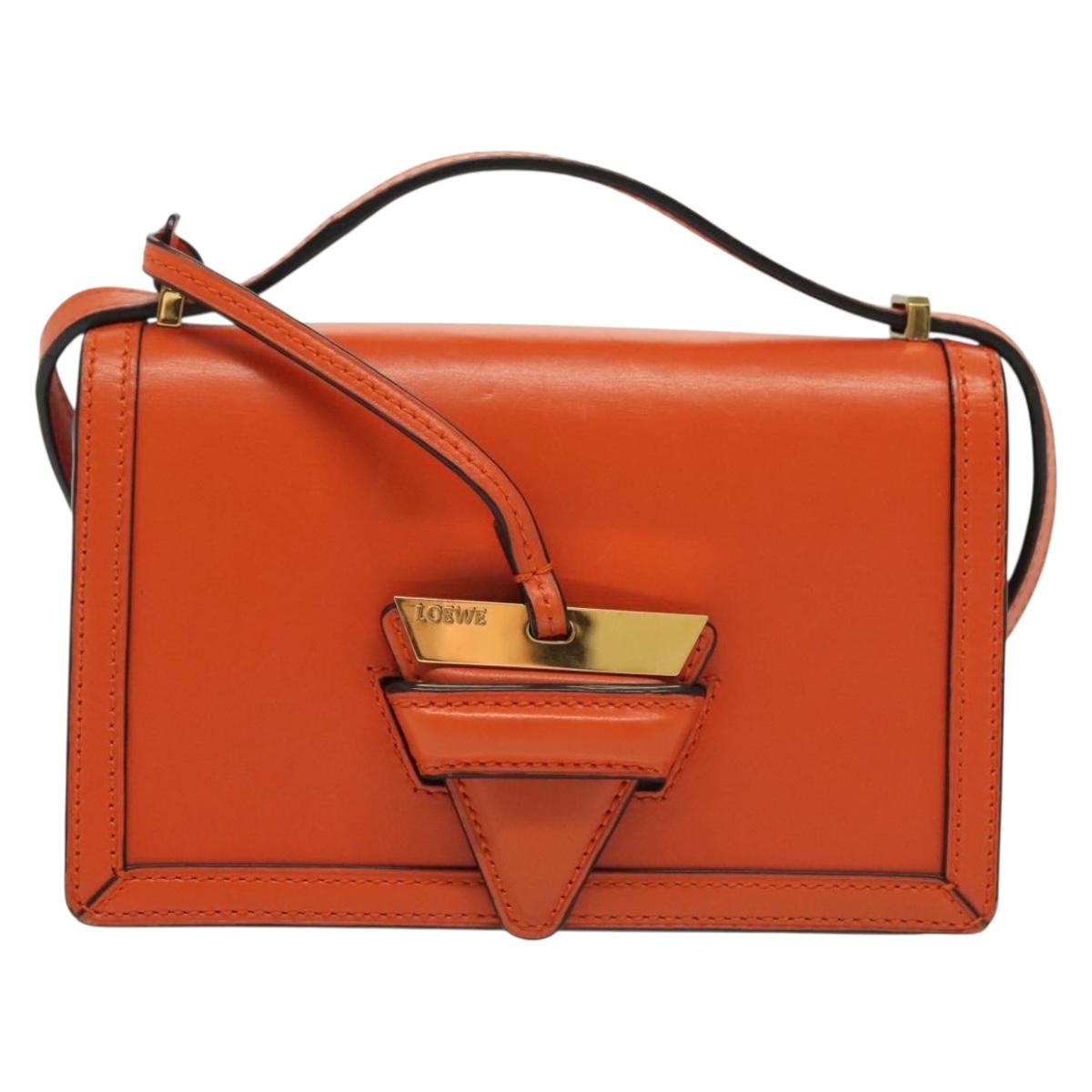 LOEWE Barcelona Shoulder Bag Leather Orange Auth BA4778