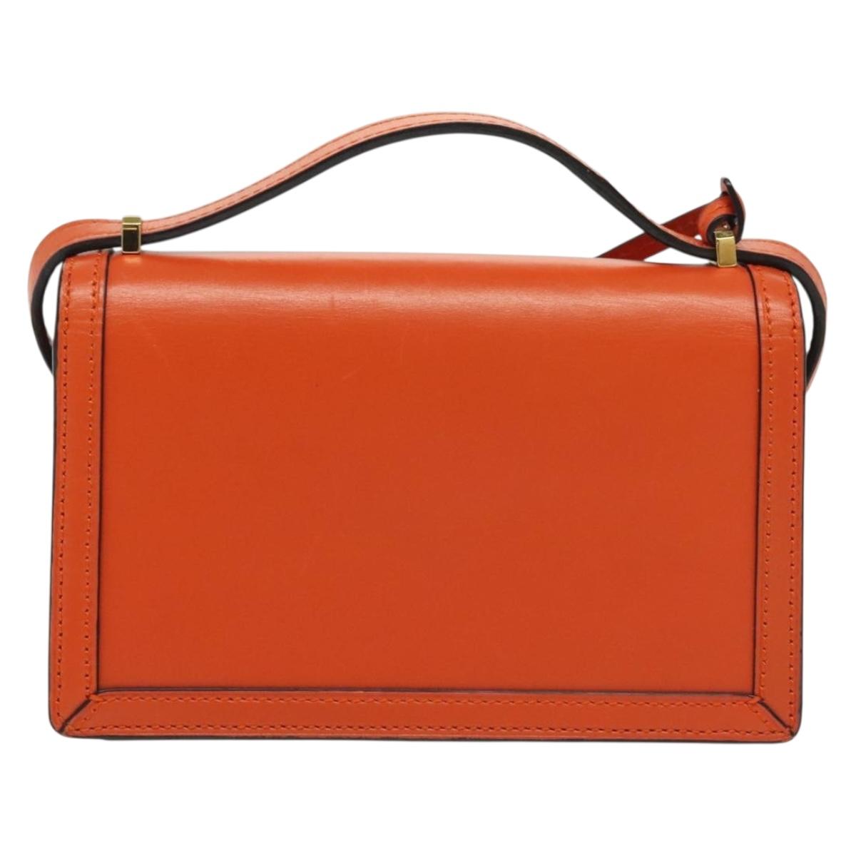 LOEWE Barcelona Shoulder Bag Leather Orange Auth BA4778