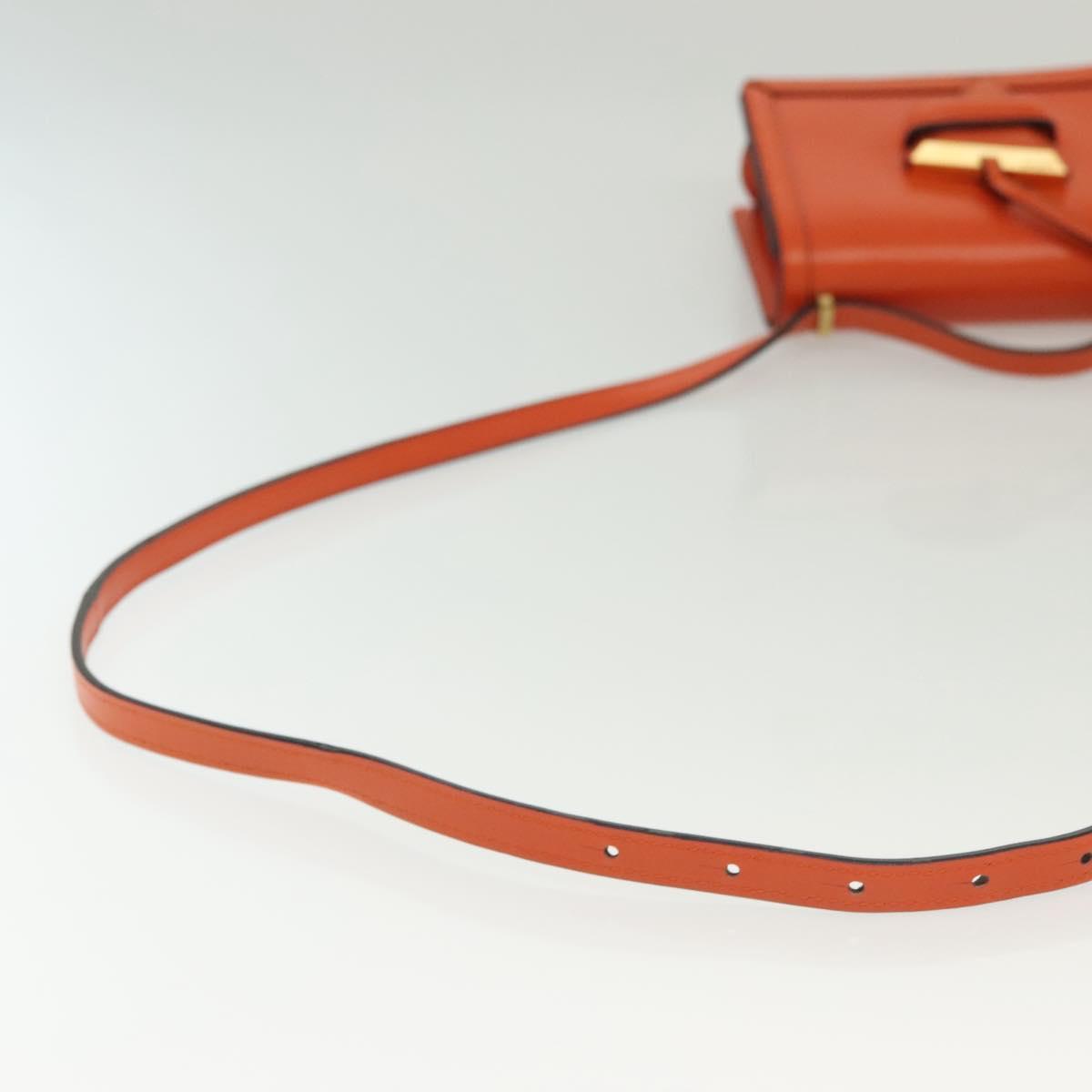 LOEWE Barcelona Shoulder Bag Leather Orange Auth BA4778