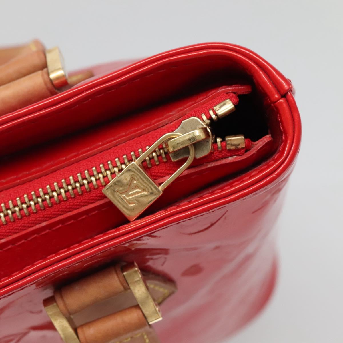 LOUIS VUITTON Monogram Vernis Houston Hand Bag Red M91092 LV Auth BA4799