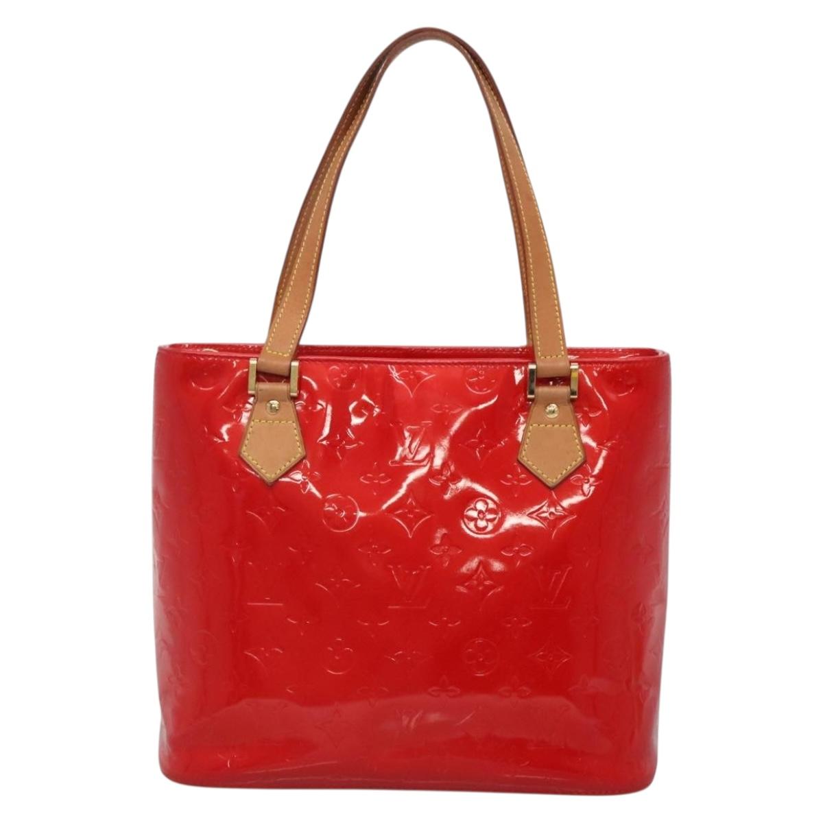 LOUIS VUITTON Monogram Vernis Houston Hand Bag Red M91092 LV Auth BA4799