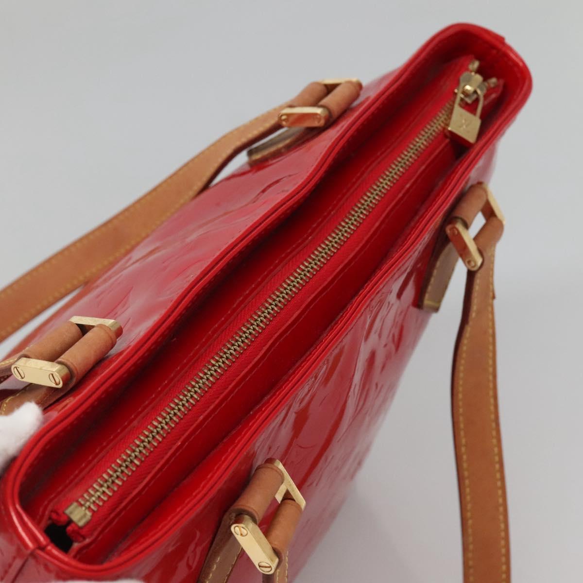 LOUIS VUITTON Monogram Vernis Houston Hand Bag Red M91092 LV Auth BA4799