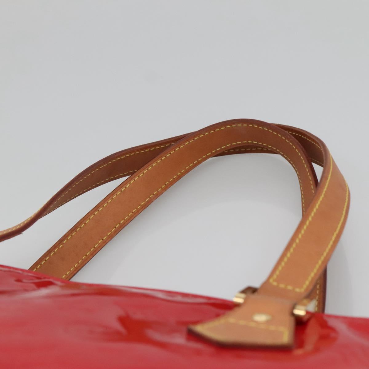 LOUIS VUITTON Monogram Vernis Houston Hand Bag Red M91092 LV Auth BA4799