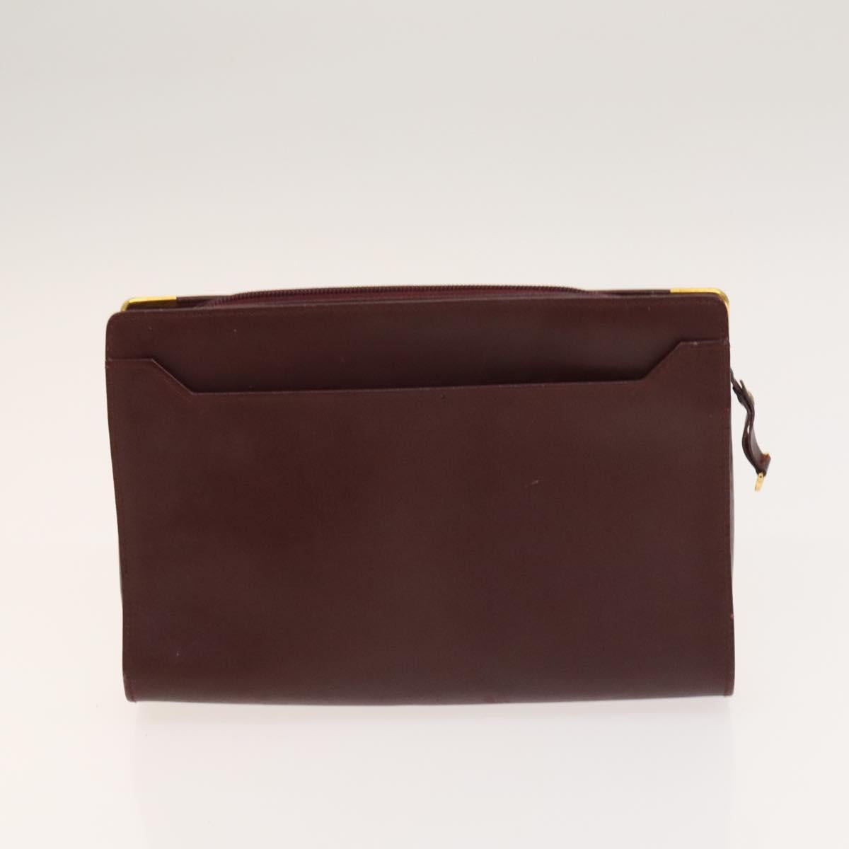 Gianni Versace Cartier Clutch Bag Leather 2Set Black Bordeaux Auth BA4804