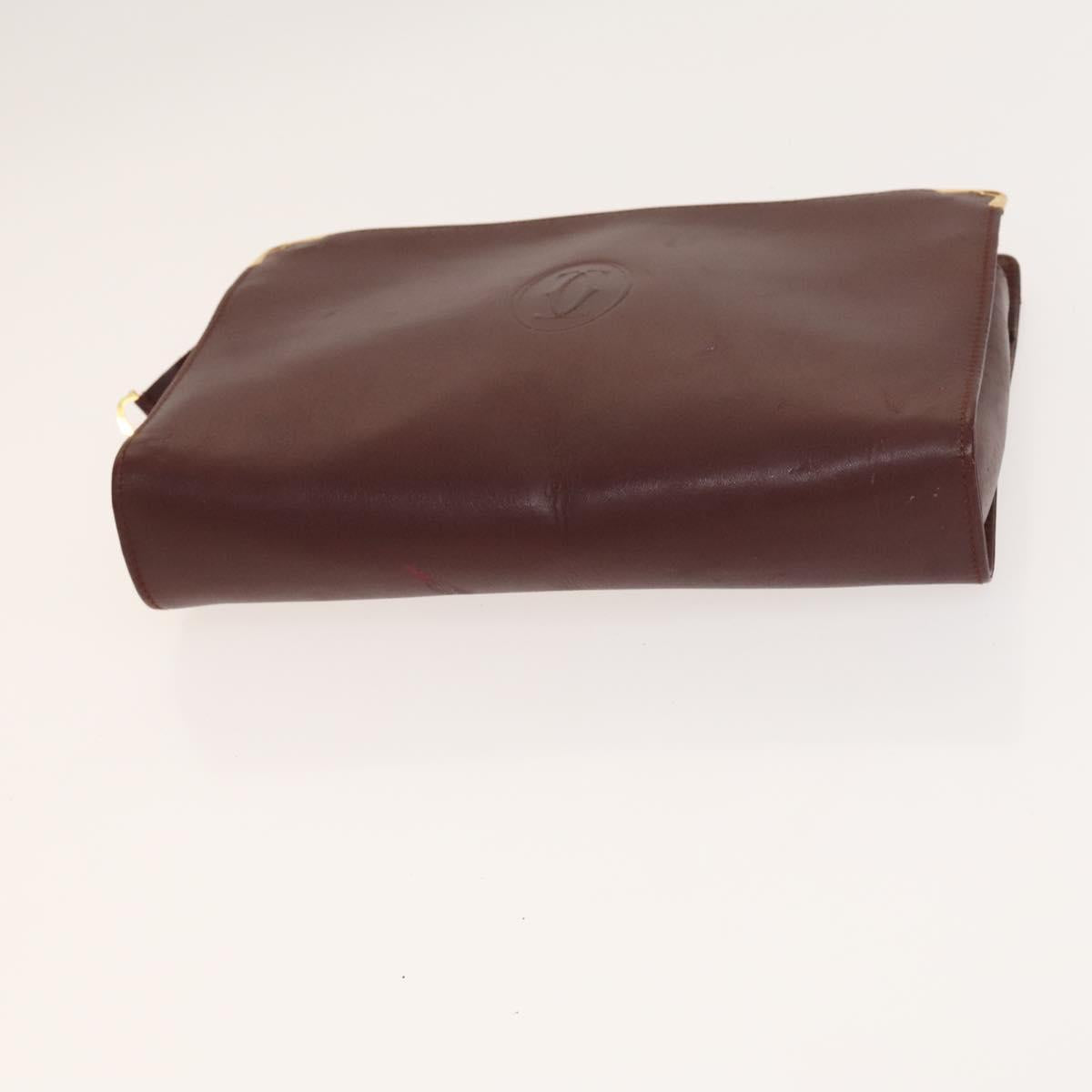 Gianni Versace Cartier Clutch Bag Leather 2Set Black Bordeaux Auth BA4804