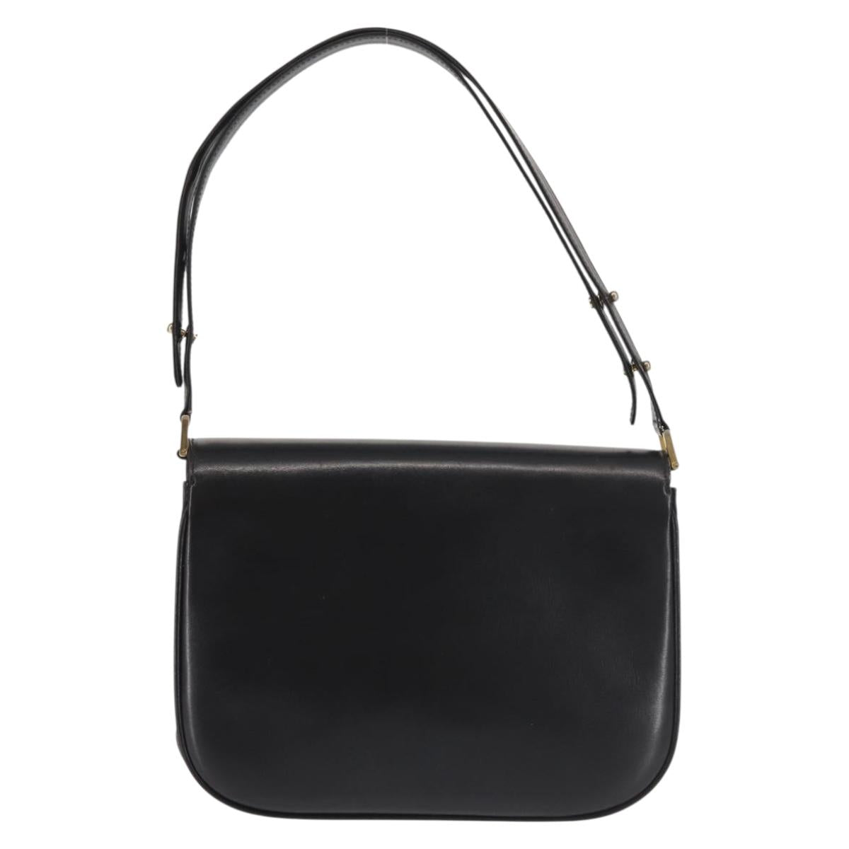 BALLY Shoulder Bag Leather Black Gold Auth BA4806