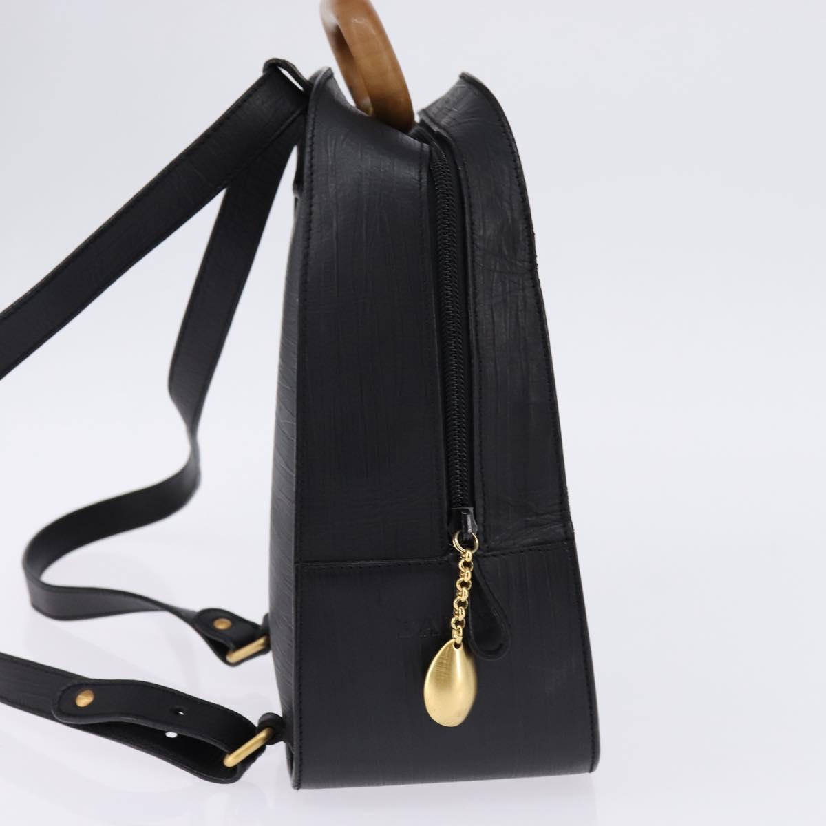 BALLY Backpack Leather Black Gold Auth BA4807