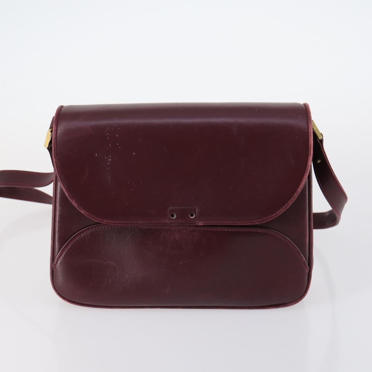 BALLY Shoulder Bag Leather 3Set Brown Black Bordeaux Auth BA4812