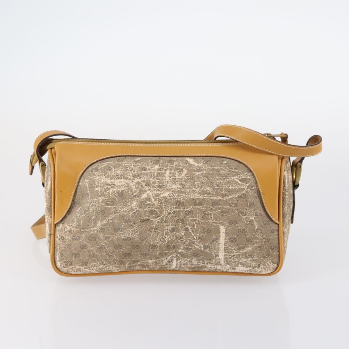 GUCCI GG Supreme Bamboo Shoulder Bag PVC 3Set Beige Black Auth BA4818