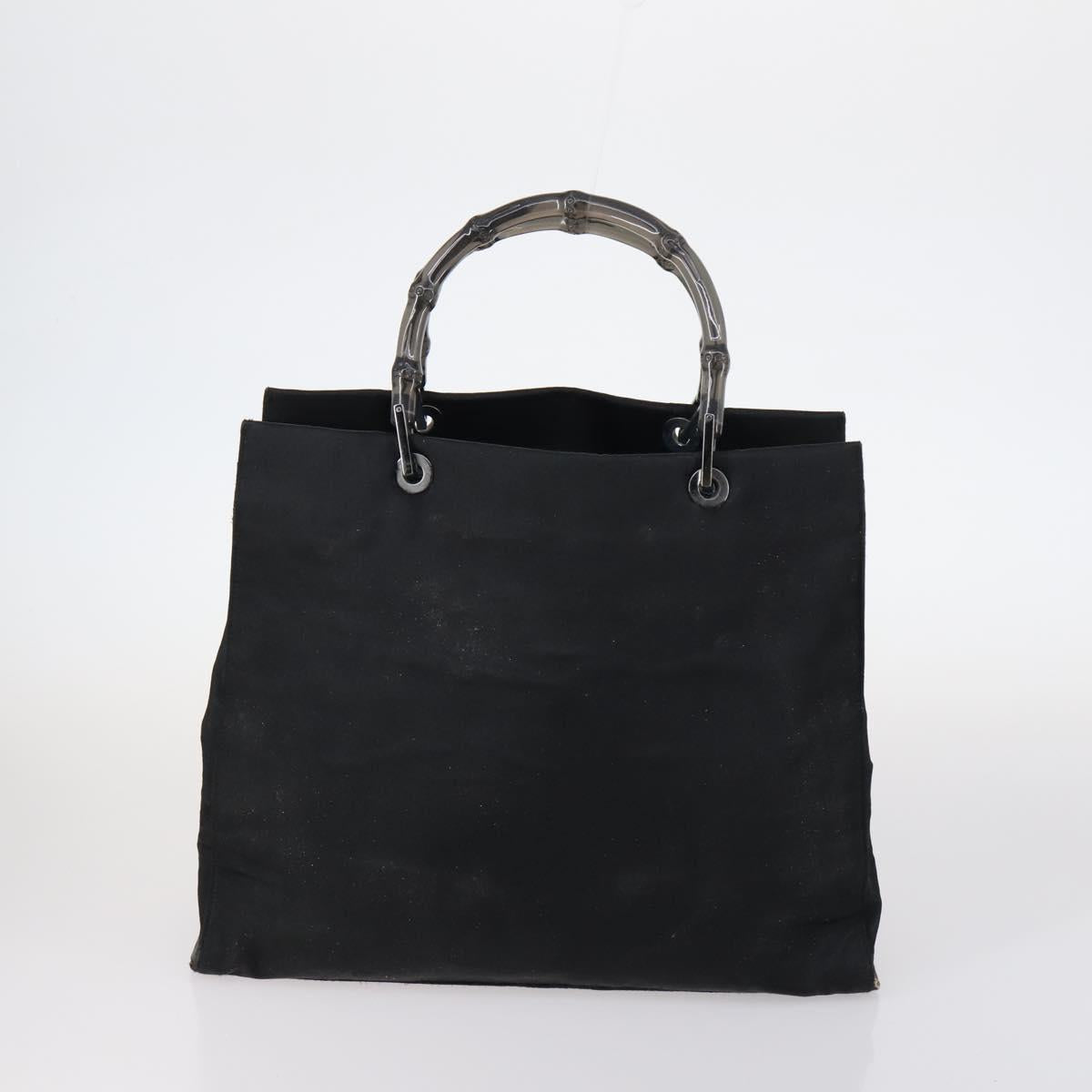 GUCCI GG Supreme Bamboo Shoulder Bag PVC 3Set Beige Black Auth BA4818