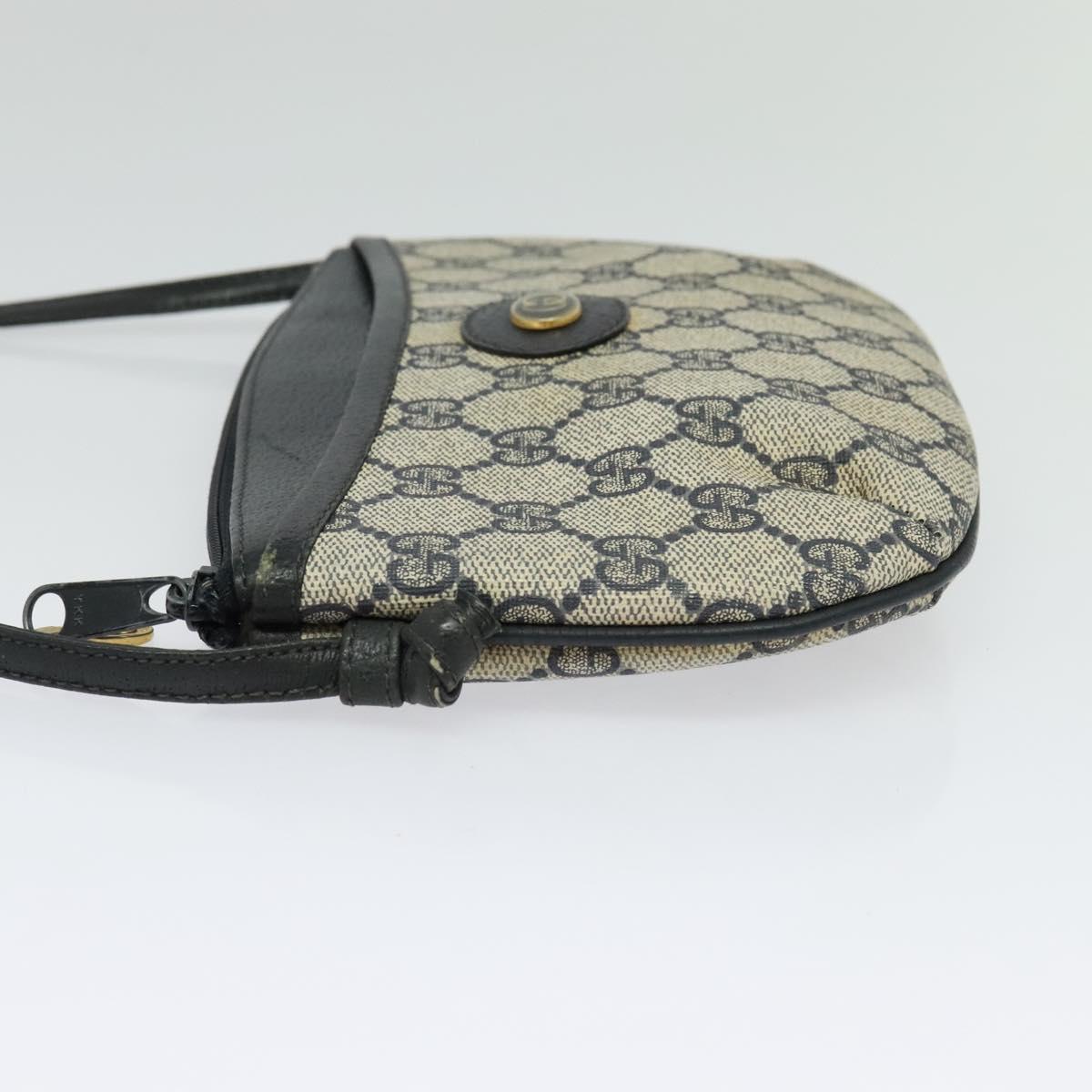 GUCCI GG Supreme Shoulder Bag PVC Navy Gold 904 02 020 Auth BA4823