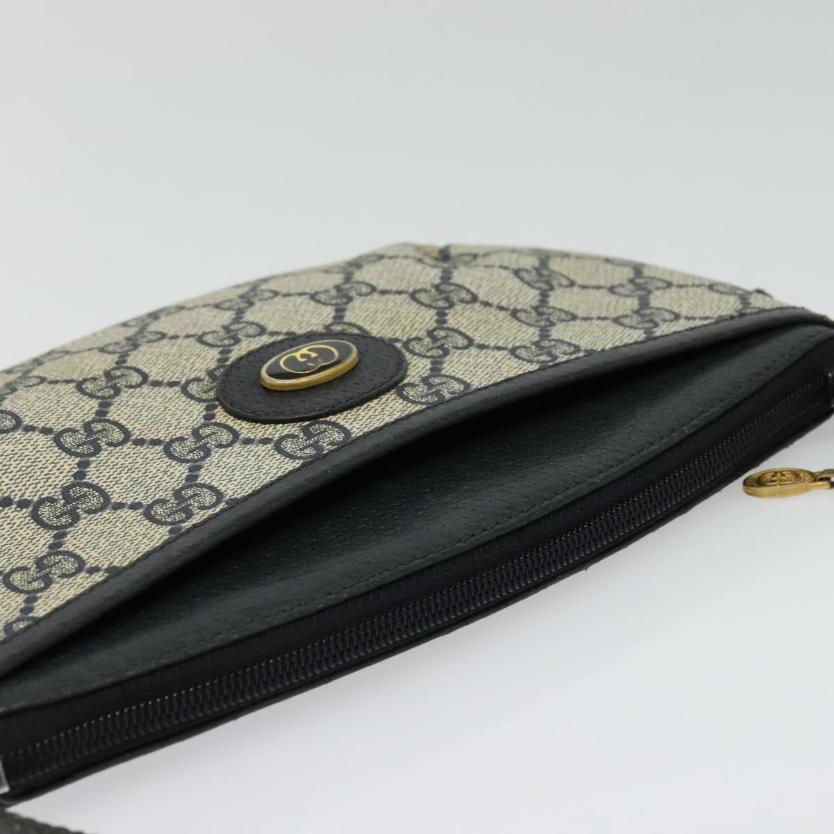 GUCCI GG Supreme Shoulder Bag PVC Navy Gold 904 02 020 Auth BA4823