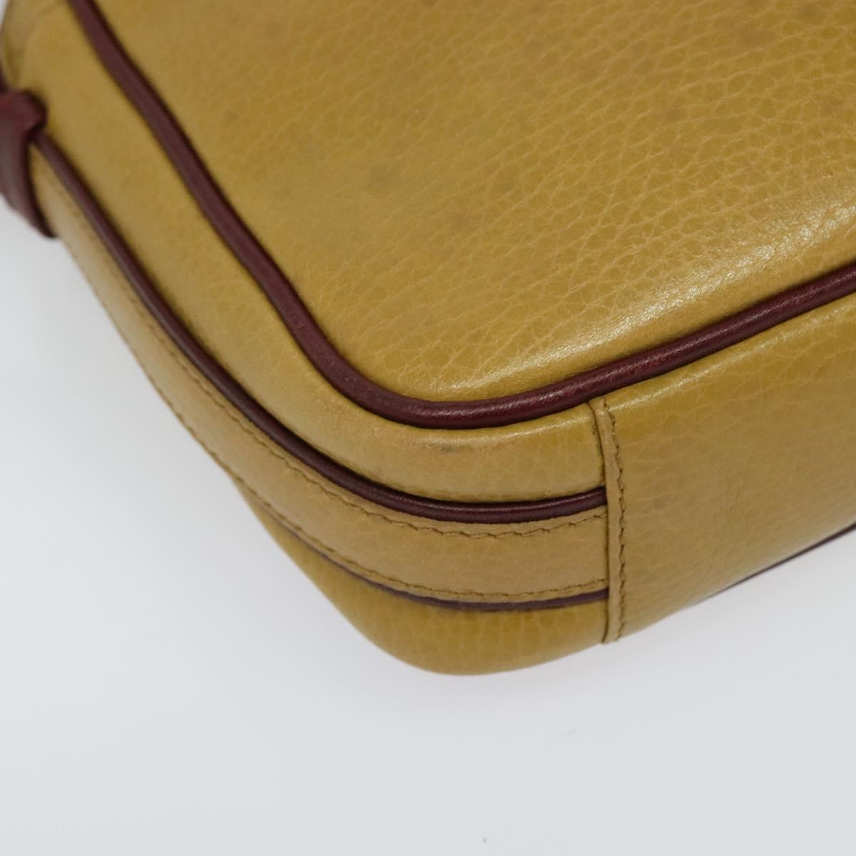 CARTIER Must Line Shoulder Bag Leather Beige Gold Auth BA4825