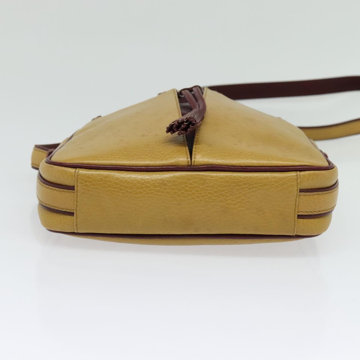 CARTIER Must Line Shoulder Bag Leather Beige Gold Auth BA4825