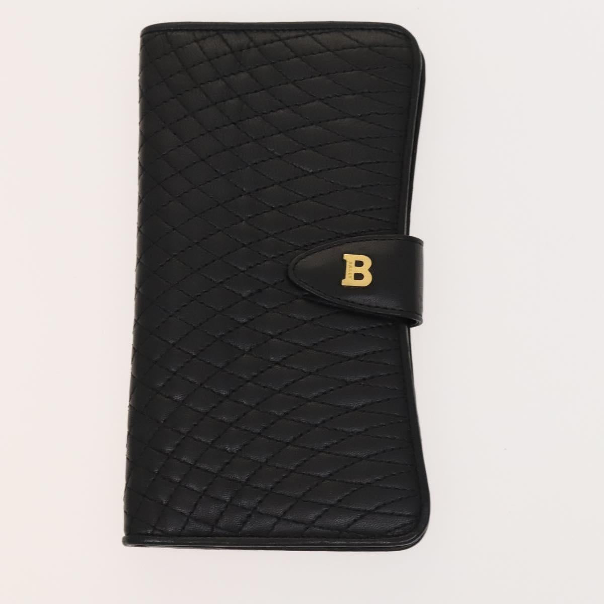 BALLY Quilted Shoulder Bag Leather 2 Set Black Auth BA4826