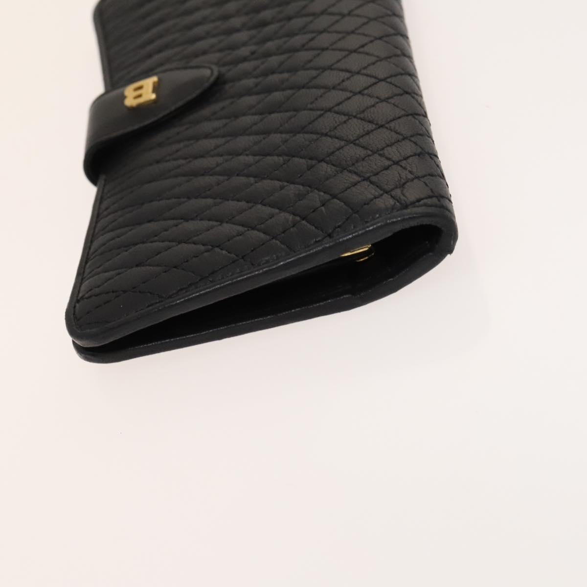 BALLY Quilted Shoulder Bag Leather 2 Set Black Auth BA4826