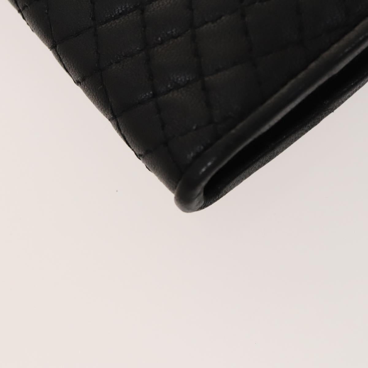 BALLY Quilted Shoulder Bag Leather 2 Set Black Auth BA4826
