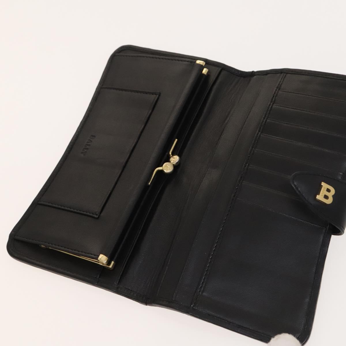 BALLY Quilted Shoulder Bag Leather 2 Set Black Auth BA4826