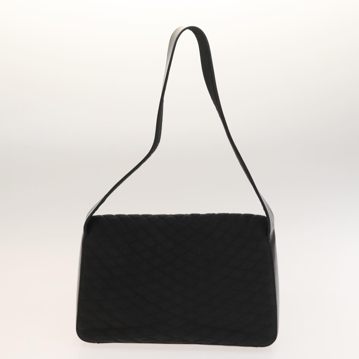 BALLY Quilted Shoulder Bag Leather 2 Set Black Auth BA4826