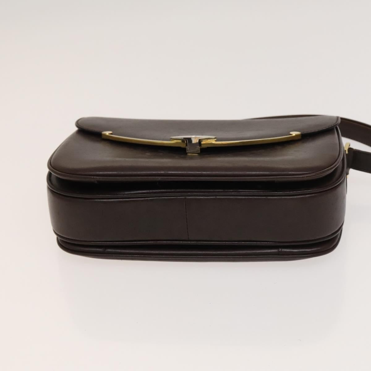 BALLY Shoulder Bag Leather 3Set Bordeaux Black Auth BA4827