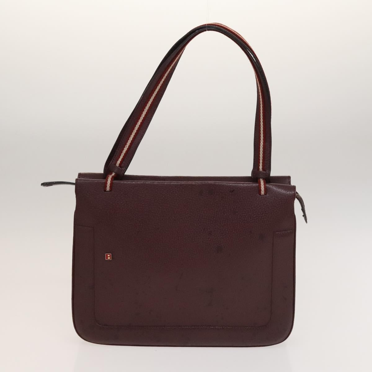 BALLY Shoulder Bag Leather 3Set Bordeaux Black Auth BA4827