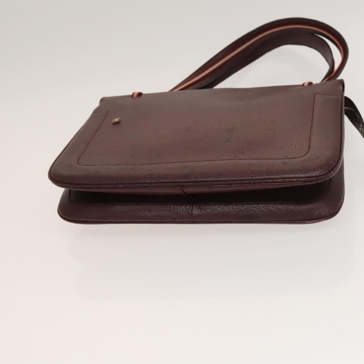 BALLY Shoulder Bag Leather 3Set Bordeaux Black Auth BA4827