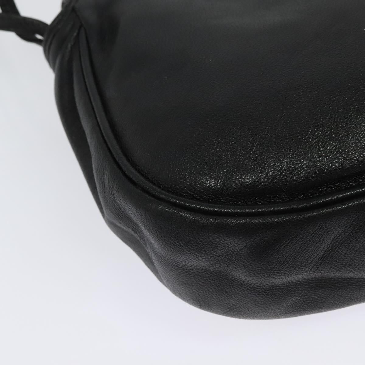 BALLY Shoulder Bag Leather Black Gold Auth BA4829