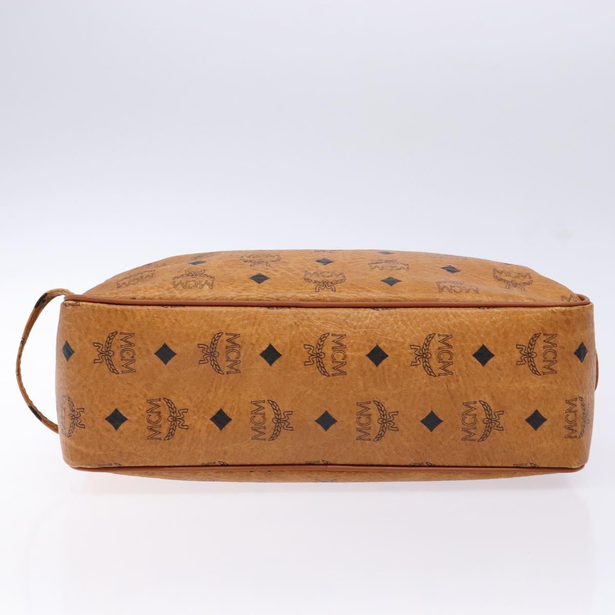 MCM Logogram Vicetos Clutch Bag PVC Leather Brown Gold Auth BA4837