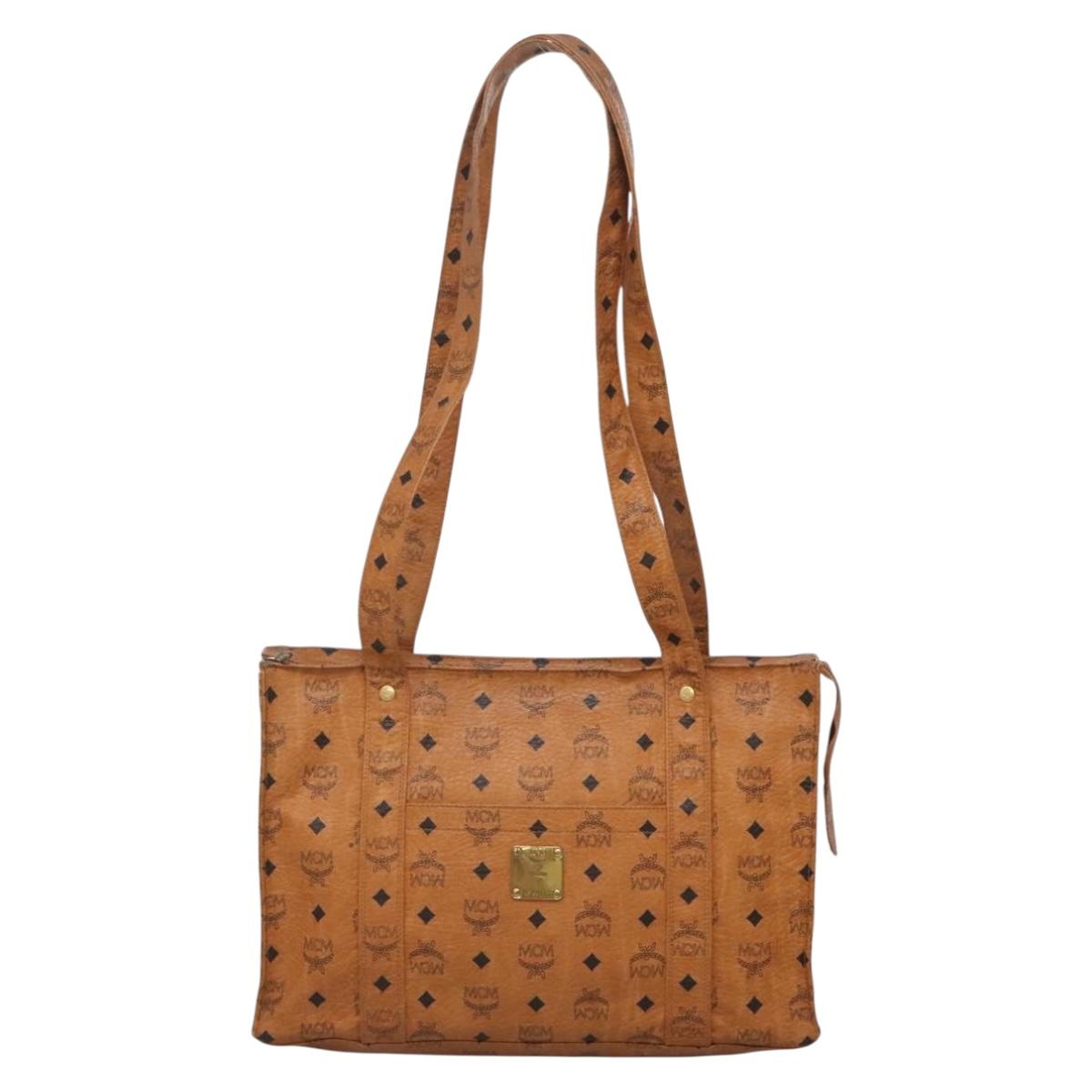 MCM Logogram Vicetos Shoulder Bag PVC Leather Brown Gold Auth BA4838