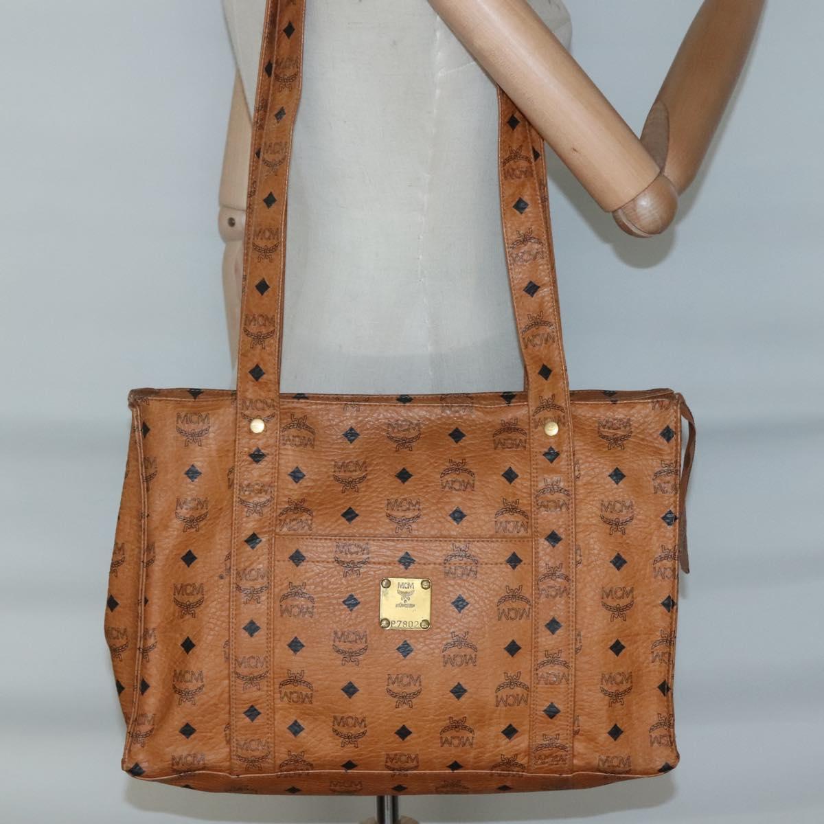 MCM Logogram Vicetos Shoulder Bag PVC Leather Brown Gold Auth BA4838