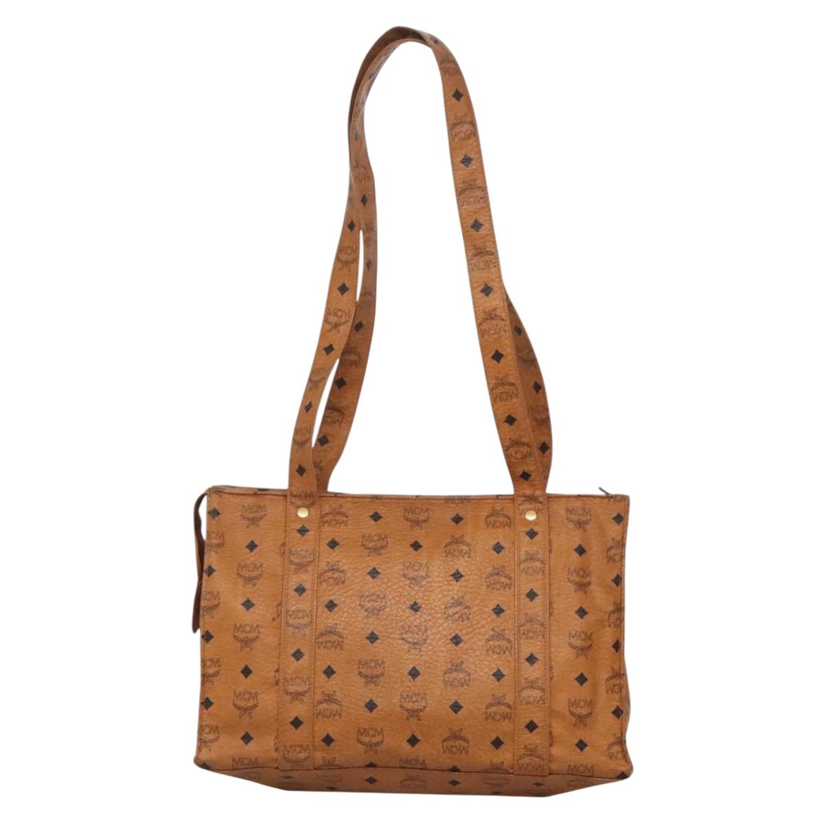 MCM Logogram Vicetos Shoulder Bag PVC Leather Brown Gold Auth BA4838