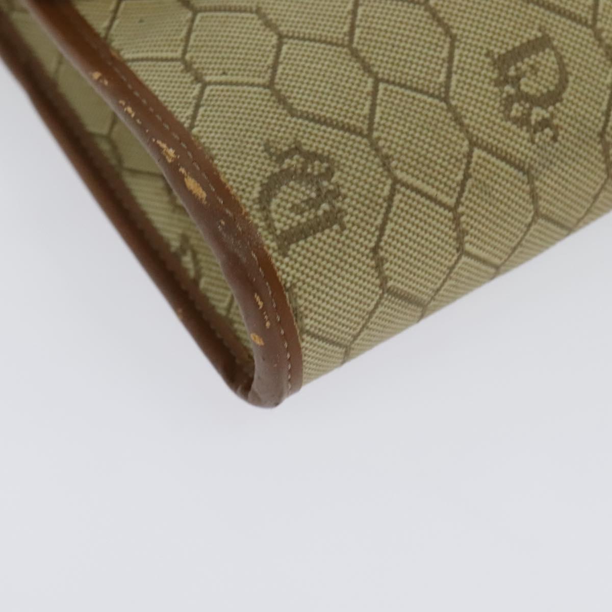 Christian Dior Honeycomb Canvas Chain Shoulder Bag PVC Beige Gold Auth BA4864