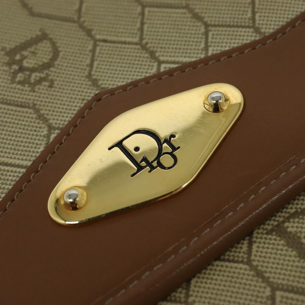 Christian Dior Honeycomb Canvas Chain Shoulder Bag PVC Beige Gold Auth BA4864
