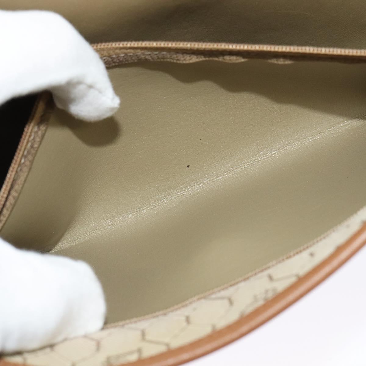 Christian Dior Honeycomb Canvas Chain Shoulder Bag PVC Beige Gold Auth BA4864