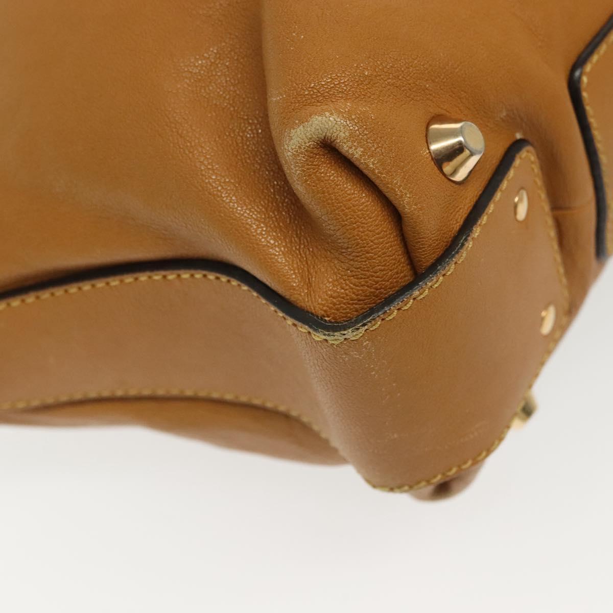 Chloe Tote Bag Leather 2way Beige Gold Auth BA4868