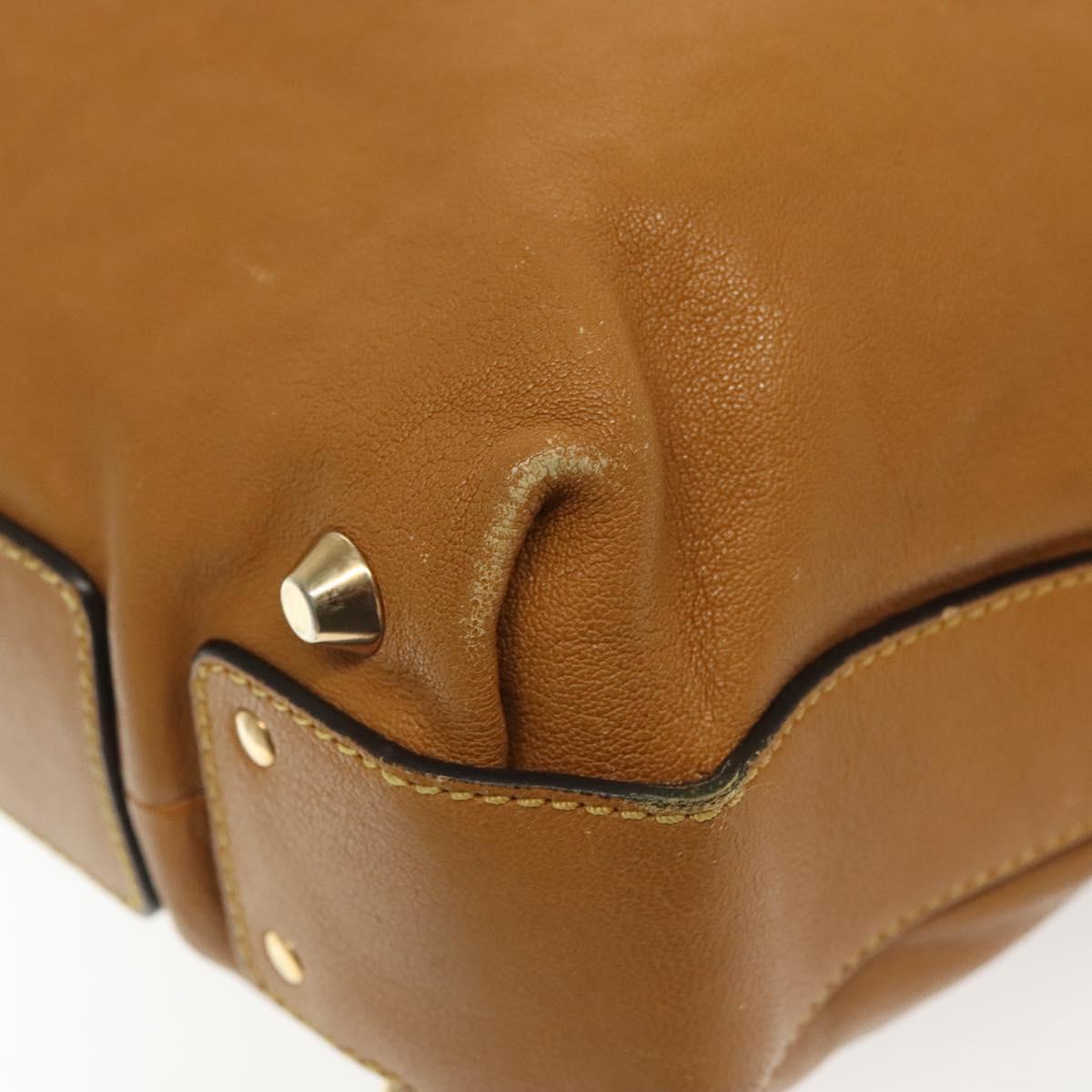 Chloe Tote Bag Leather 2way Beige Gold Auth BA4868
