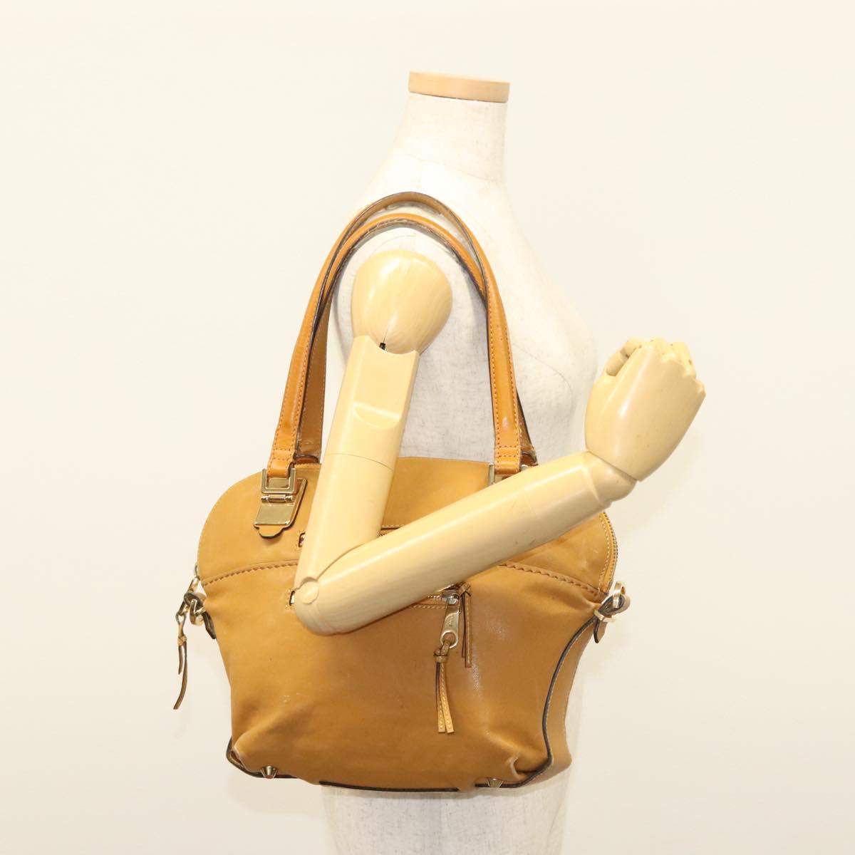 Chloe Tote Bag Leather 2way Beige Gold Auth BA4868