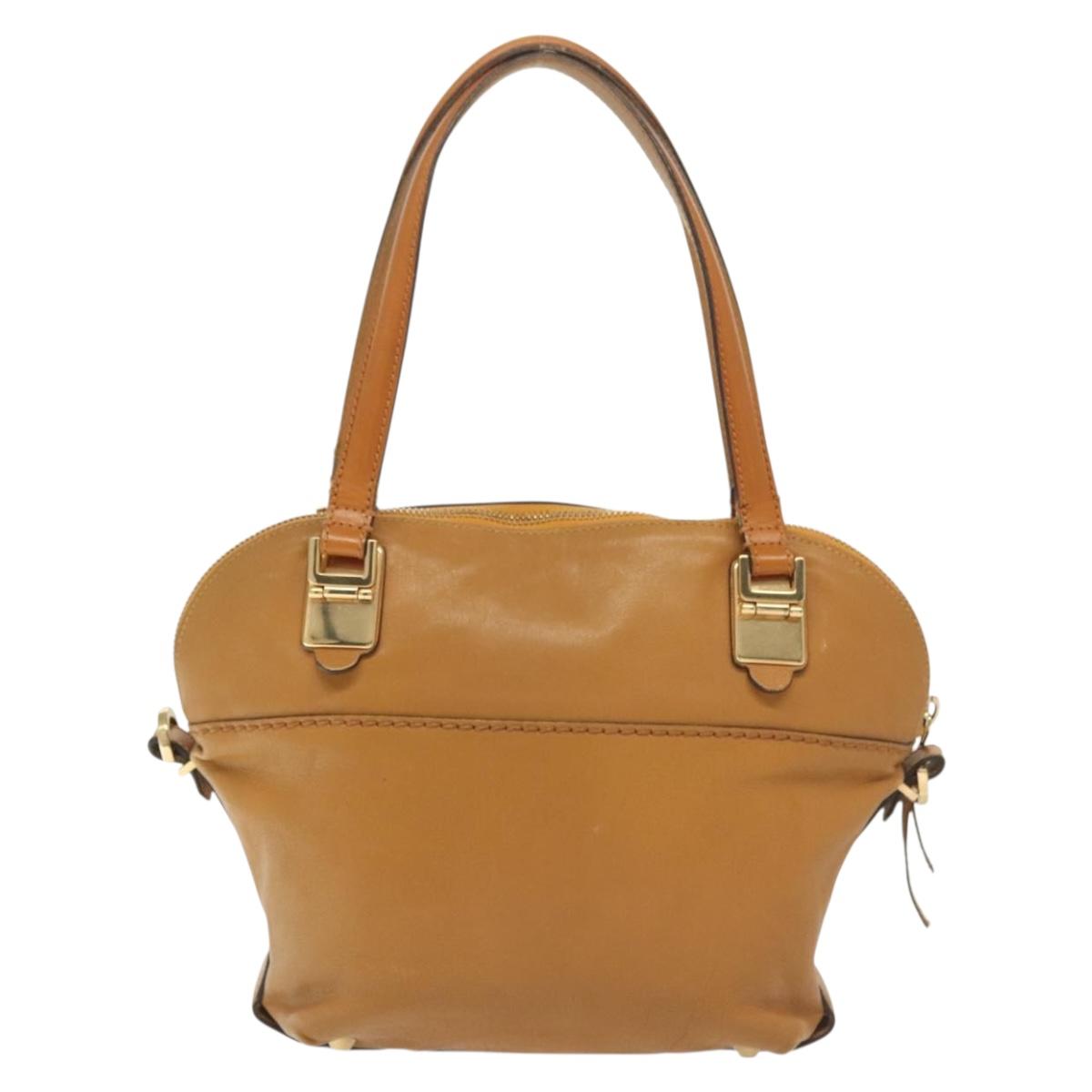 Chloe Tote Bag Leather 2way Beige Gold Auth BA4868