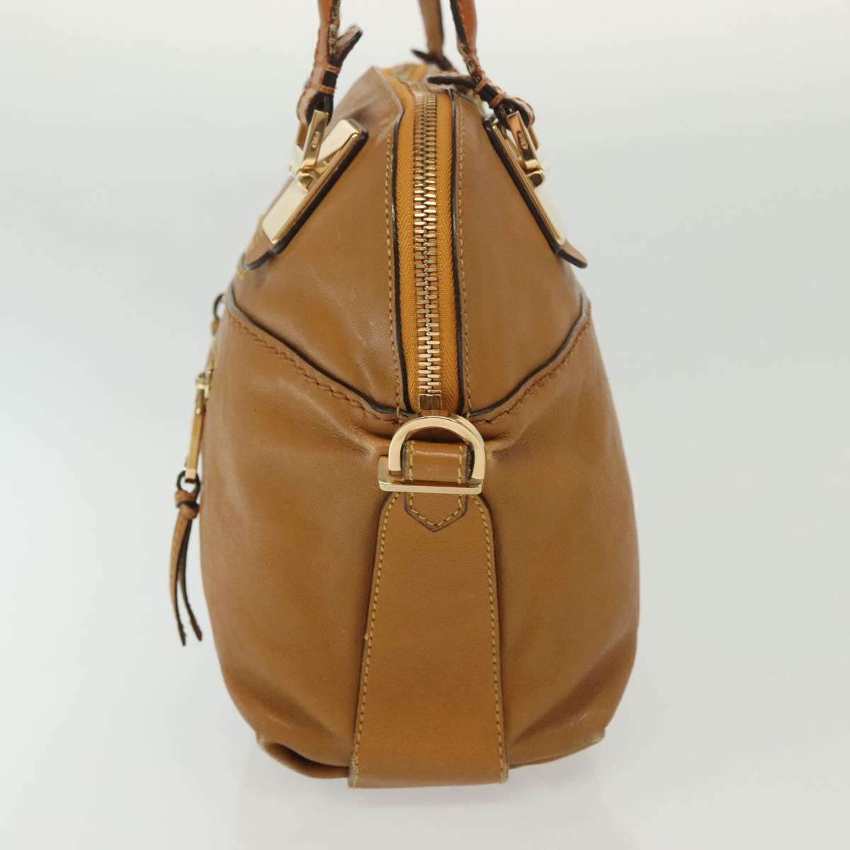 Chloe Tote Bag Leather 2way Beige Gold Auth BA4868