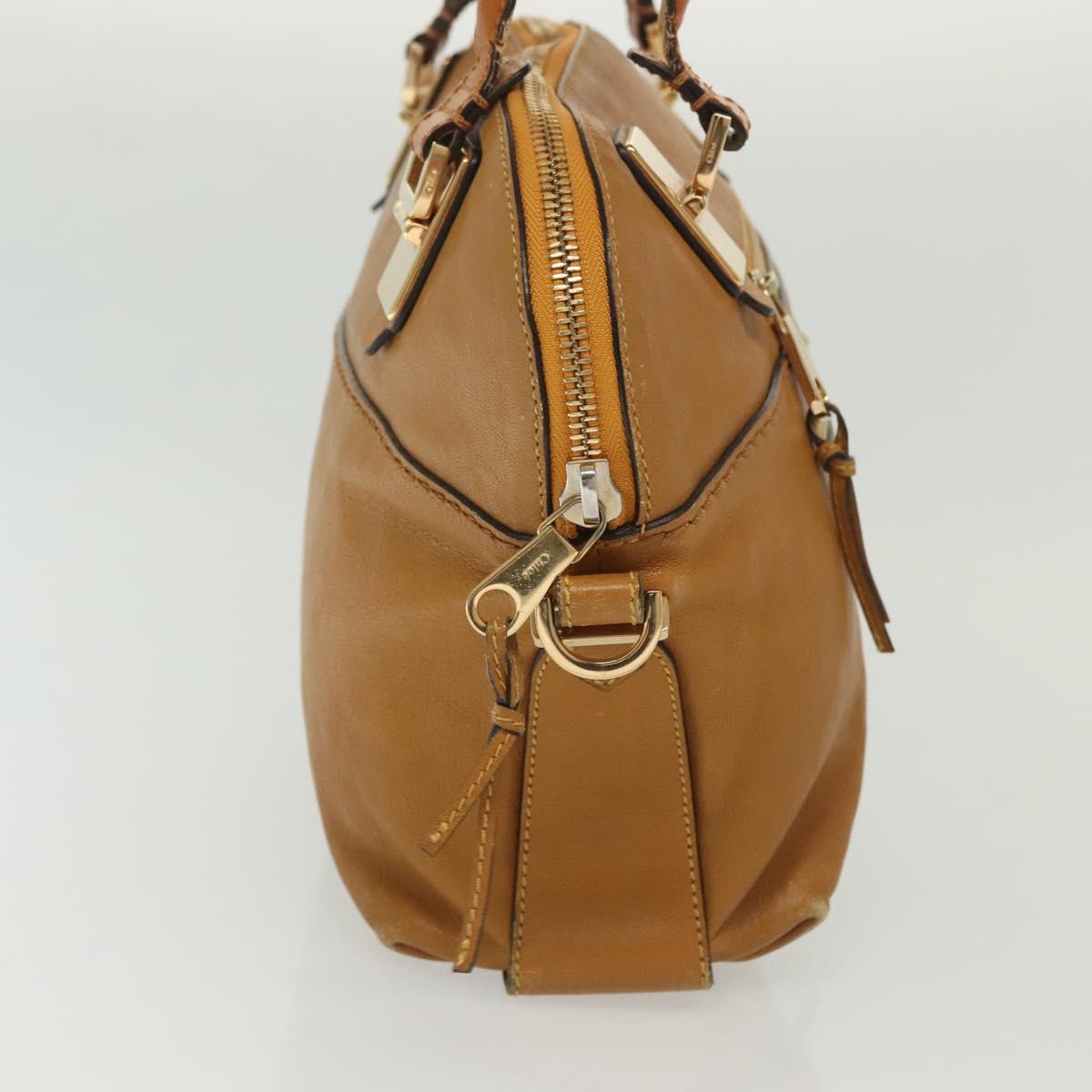 Chloe Tote Bag Leather 2way Beige Gold Auth BA4868